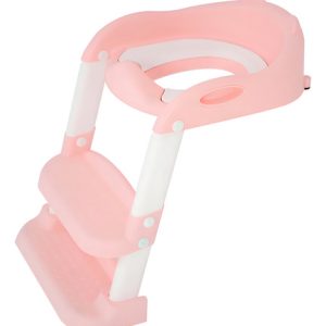 Asiento Entrenador Escalera Inodoro Baño Niño Infantil Color Rosa Liso