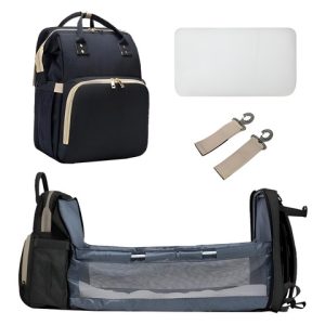 Pañalera Cambiador Multifucional Impermeable Color Negro