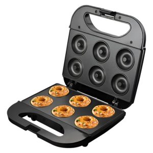 Mini Maquina Hacer Donas Donuts Antiadherente 6 Rosquillas Negro