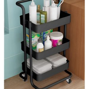 Carro Organizador Mueble Estante De Almacenamiento 3 Niveles Negro