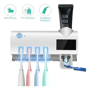 Soporte Esterilizador Uv Cepillo Dental Con Dispensador De Crema Solar Usb