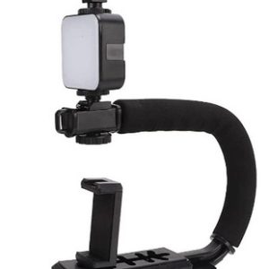 Estabilizador Para Celular Y Micrófono Luz Portátil Tripode Negro