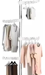 Tendedero Colgador Ropa Vertical Ajustable 6 Porta Ganchos Plateado