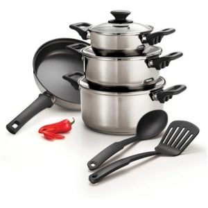 Juego De Ollas Tramontina Batería Cocina Primaware 9 Piezas Plateado