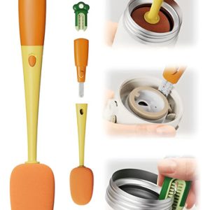 Cepillo 3 En 1 Para Limpieza Lavado De Tetero Vasos Tazas Naranja