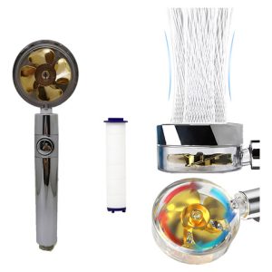 Cabezal De Ducha Hélice Turbina  Mano De Alta Presión Plateado Brillante