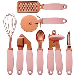 Set Utensilios Cocina X 7 Piezas Oro Rosa Acero Inoxidable