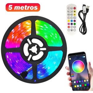 Kit De 5 M Con Tira Led Que Controla Y Sincroniza La Música Por Bluetooth