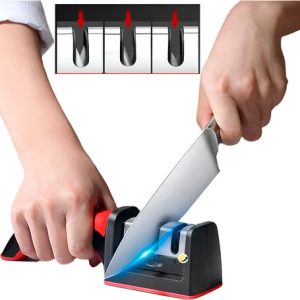 Afilador De Cuchillos Acero Mango Antideslizante Pro Color Negro