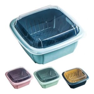 Cesta Conservadora De Frutas Y Verduras Canasta Escurridor Azul