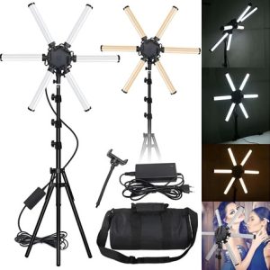 Aro De Luz Led 65cm Estrella 6 Tubos Iluminación Fotografía  Negro