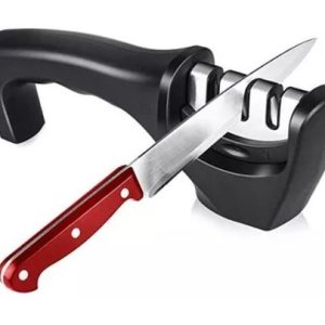 Afilador De Cuchillos Acero Mango Antideslizante Profesional Negro