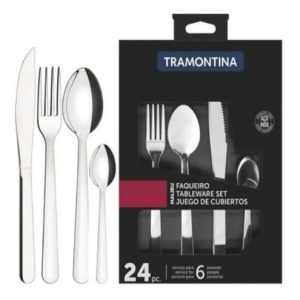Juego De Cubiertos Tramontina 24 Piezas Acero Inoxidable Gris