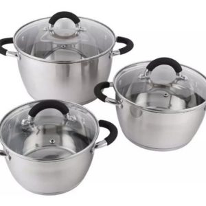 Set Juego De Ollas Acero Inoxidable Home Elements 6 Piezas Plateado