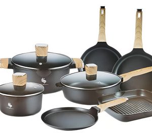 Batería Ollas En Marmol Revestimiento Schaffhausen 10 Piezas Color Negro