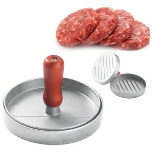 Molde Prensa Aplastador Manual Generica Burger Press Para Carne Hamburguesas Color Plateado