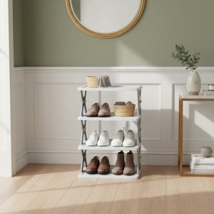 Zapatero Multicapas Organizador Plegable Zapatos 3 Niveles Blanco