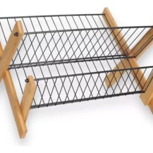 Secaplatos Organizador De Loza Escurridor De Cocina Madera Marrón Claro