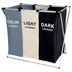 Cesta Plegable T&e 3 Divisiones Poliéster Acero Cromado 60cm X 38cm