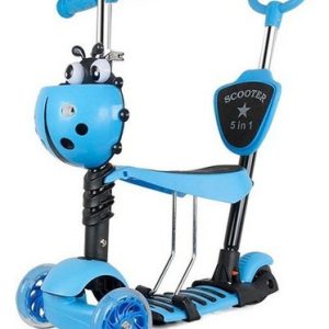 Patineta Monopatín Scooter 5 En 1 Luz Led Musical Color Azul Mariquita