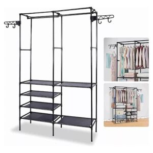 Tendedero De Ropa Doble Estante Metalico Organizador  Negro