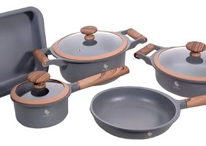 Batería Ollas En Granito 8 Piezas Schaffhausen Antiadherente Color Gris