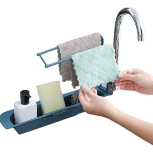 Organizador De Cocina Para Jabón Esponjas Estante Lavaplatos Azul Claro