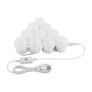 Extension Luz Bombillo Para Espejo 10 Luces Color Blaca Blanco Cálido