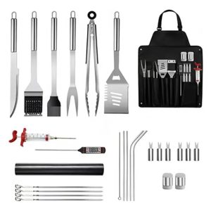 Kit Parrillero Bbq Asados 26 Utensilios Con Estuche Camping