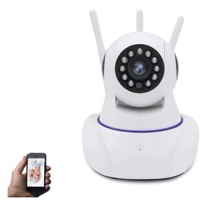 Cámara Robótica 3 Antena Vision Nocturna Wifi 1080p Micro Sd Color Blanca