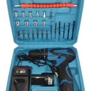 Taladro Inalámbrico Percutor Atornillador 24v Con Accesorios Azul