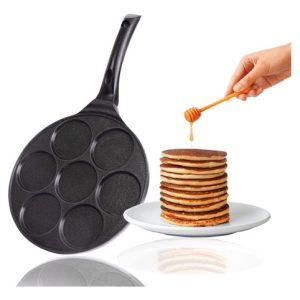 Sarten Antiadherente 7 Puestos Para Huevos Arepas Pancakes Negro