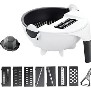 Rallador Picador 9 En 1 Cortador Con Escurridor De Verduras Color Blanco