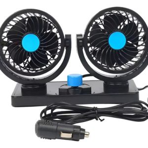 Ventilador Doble Para Carro Con Giro 360 Aire 2 En 1 5 10 Cm Negro Negro Plástico