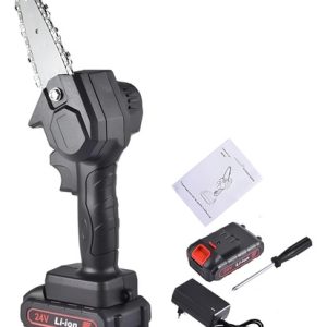 Mini Motosierra Electrica De Mano Portatil Recargable Sierra Negro