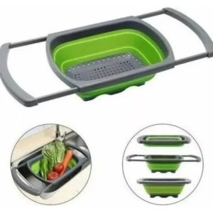 Escurridor Plegable Verduras Lavado Cocina Colador Hierbas Verde