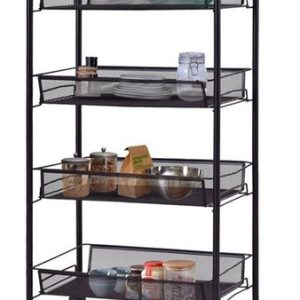 Carrito Almacenamiento Estante Organizador Rodante 4 Niveles Negro