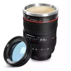 Pocillo Vaso Mug En Forma De Lente De Cámara Ef 24-70mm Mug Negro