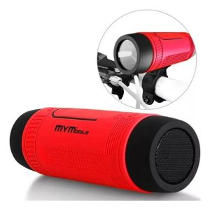 Parlante Para Bicicleta Con Bluetooth Linterna Power Bank S1 Rojo