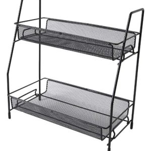 Organizador Multifuncional 2 Niveles Estante Metalico Negro