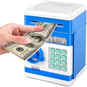 Alcancía Eléctrica Megahobbies Roba Billetes Caja Fuerte Con Clave Azul