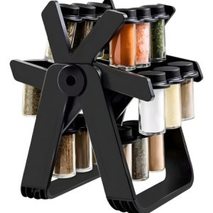 Rack Especiero Condimentero 18 Frascos Multiuso Giratorio Color Negro Xl 360