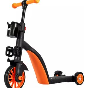 Scooter Monopatin 3 En 1 Triciclo Bicicleta Impulso Pedales Naranja Monopatin