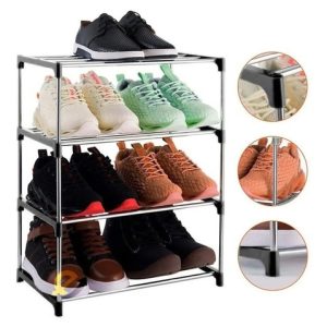 Zapatero Organizador De Zapatos Metálico 4 Niveles Practico Negro