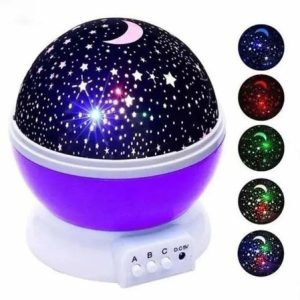 Lampara Velador Estrellas Y Lunas Giratorio Proyector Color De La Estructura Azul Violeta