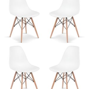 Sillas Eames Comedor X4 Color De La Estructura De La Silla Blanco Color Del Asiento Liso Diseño De La Tela Liso