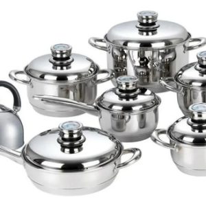 Bateria De Ollas Acero Quirurgico Schaffhausen Germany 13 Pz - Plateado