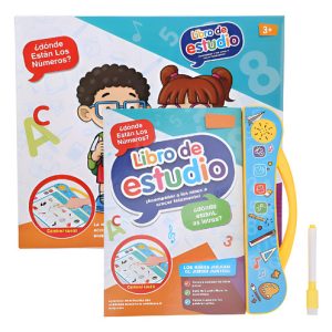 Libro Didáctico Interactivo Aprendizaje Bilingüe Para Niños  Blanco/celeste
