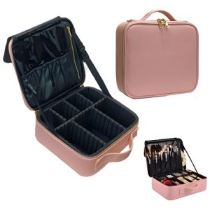 Maleta De Maquillaje Organizador Portátil De Viaje Separador Rosa