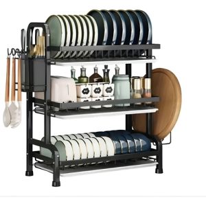 Organizador De Loza Cocina Tres Niveles Color Negro